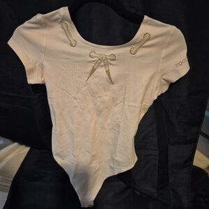 Roccobarocco Elegant Light Pink Bodysuit with Gold Accents
